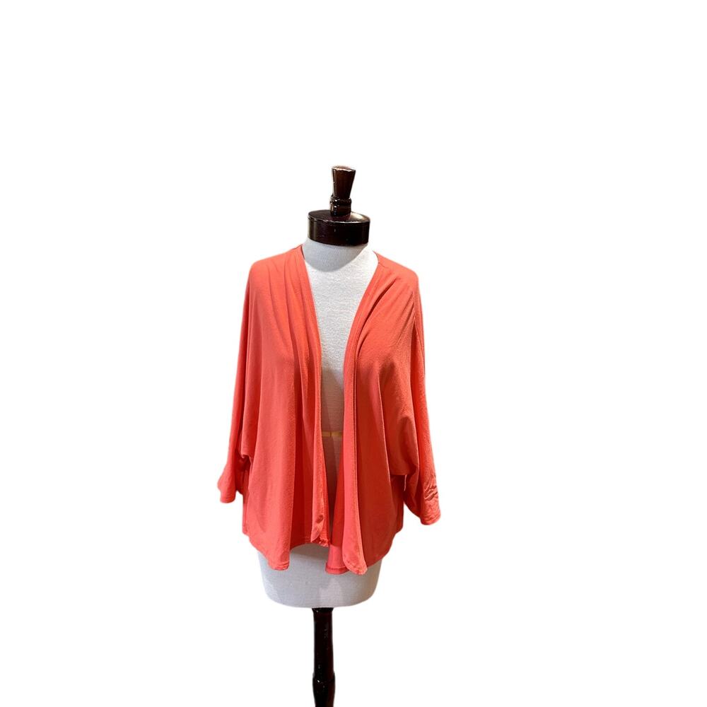 Southcott Luxury Brand Coral Shrug in Jersey t-shirt material, 3/4 sleeve, EUC